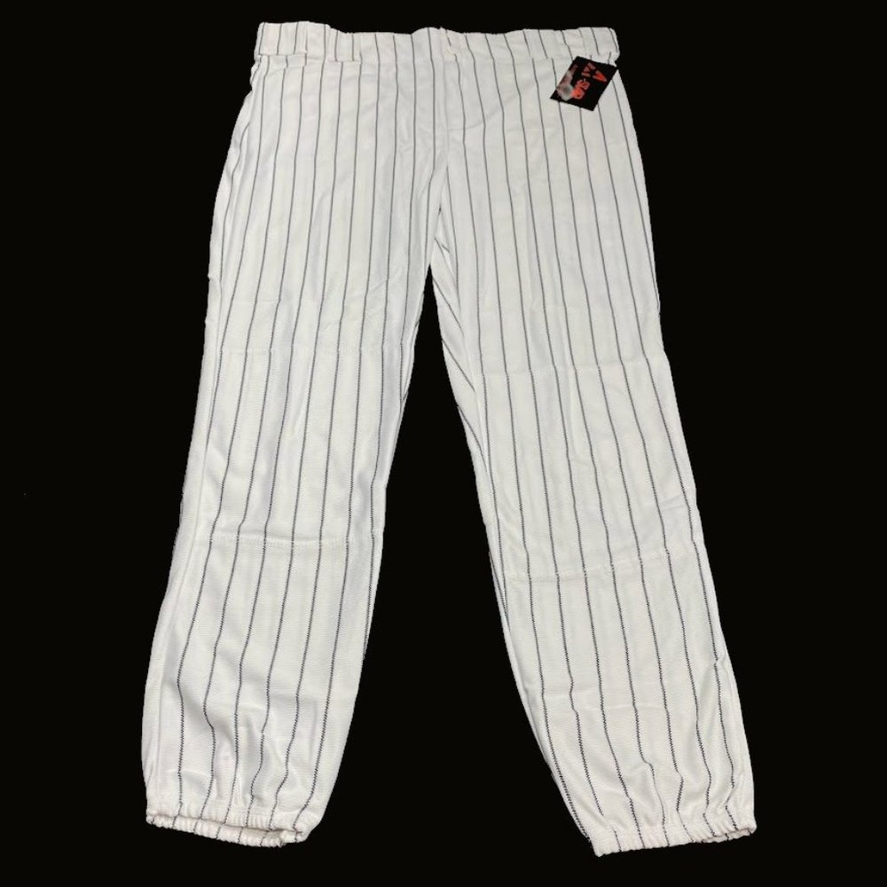 All Star Baseball Pants Adult XL White Green Pinstripe Full Length Softball Mens